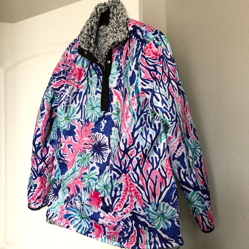 Lilly Pulitzer inspired Sherpa pullover